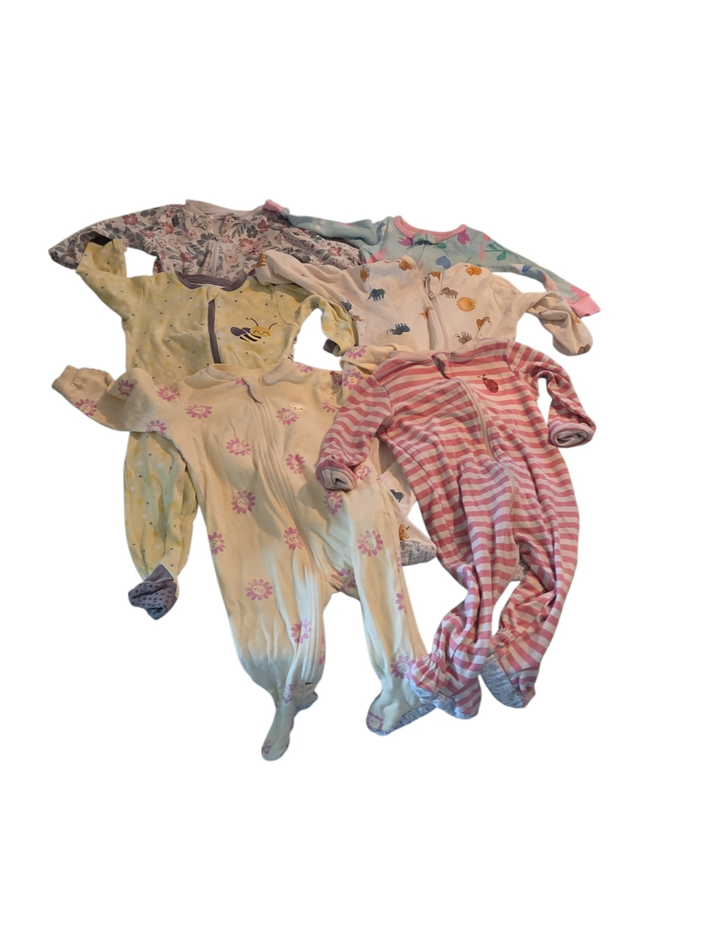 12month Assorted 6 Pc Baby One-Piece Footed Pajamas